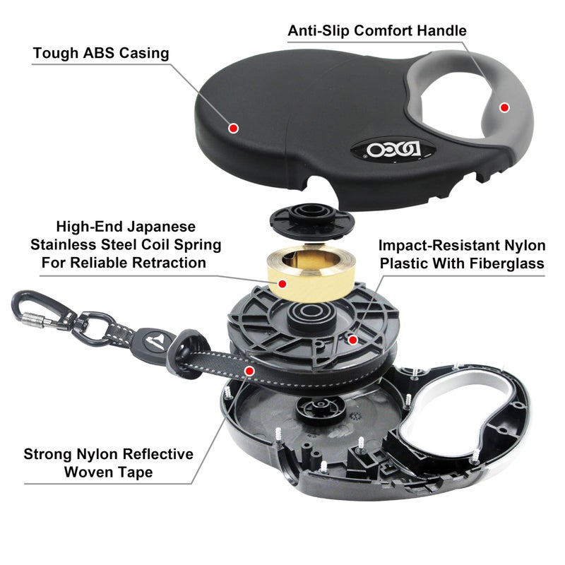 DOCO Dog Leash for Small Dogs - Reflective Rope Lead w/Soft Silicone Grip, Click & Lock Snap Lightweight Leash Dog Leashes, Durable for Walking & Running - Black, Width - 3/8â€, Length - 4FT - Image 4